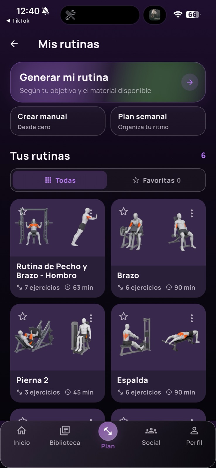 Rutinas guardadas en Nuvana